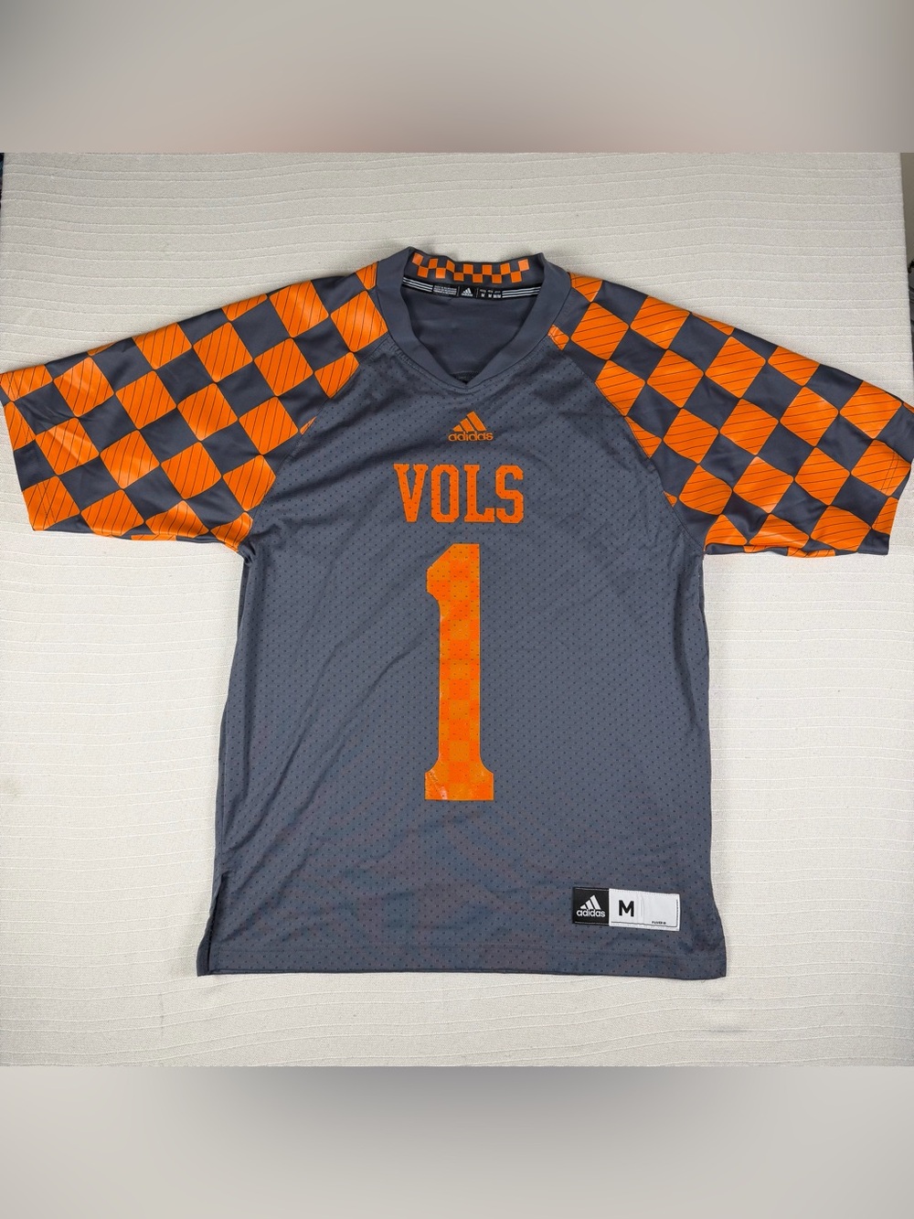 Adidas Tennessee Volunteers Jersey Size M Gray Orange Checkered #1